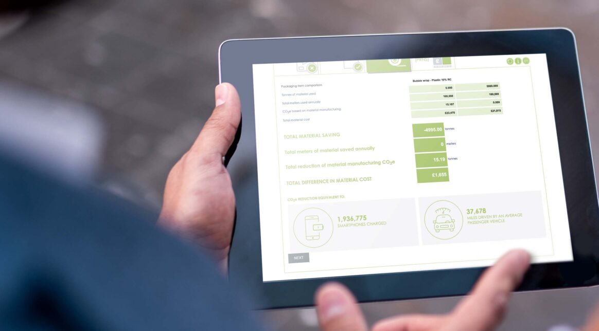 An image of the Packaging optimiser on an iPad
